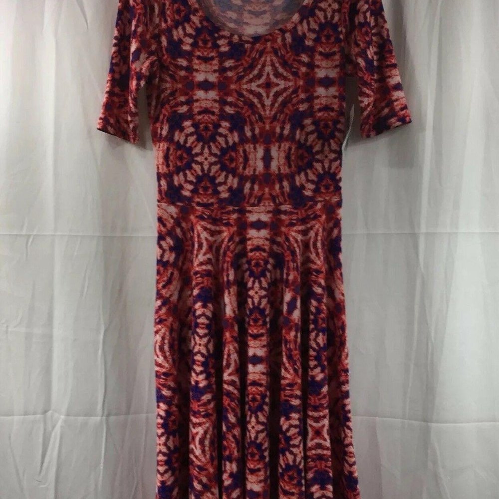 LuLaRoe Nicole Dress Pink & Purple Fit & Flare